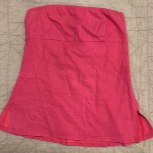 J Crew hot pink linen strapless top